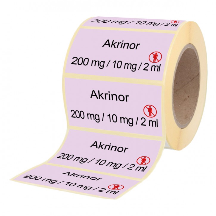 Akrinor 200 mg /10 mg / 2 ml - Etiketten für Brechampullen