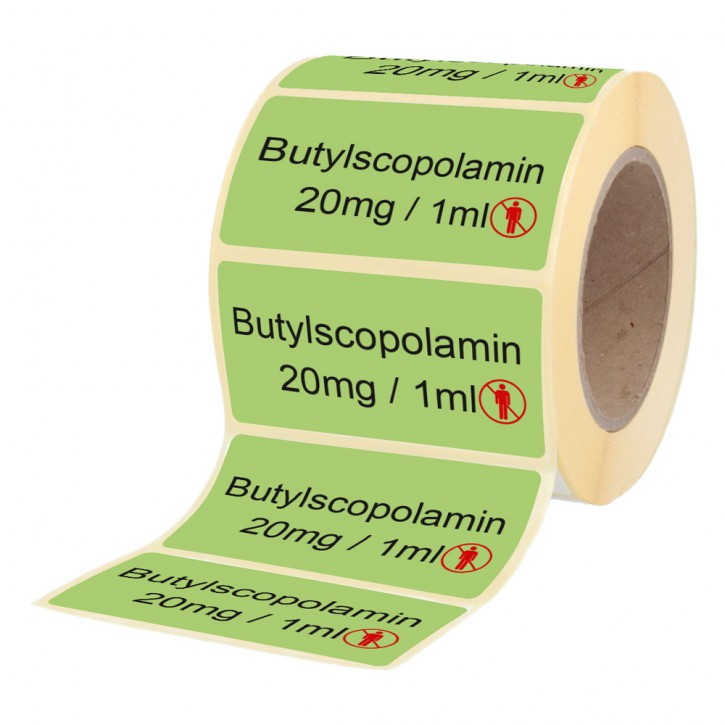 Butylscopolamin 20 mg / 1 ml - Etiketten für Brechampullen