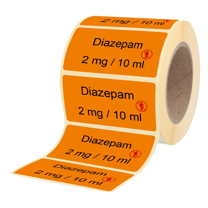 Diazepam 2 mg / 10 ml - Etiketten für Brechampullen