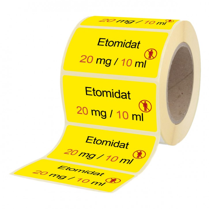 Etomidat 20 mg / 10 ml - Etiketten für Brechampullen