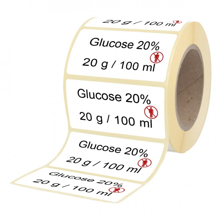 Glucose 20 % 20 g / 100 ml - Etiketten für Stechampullen