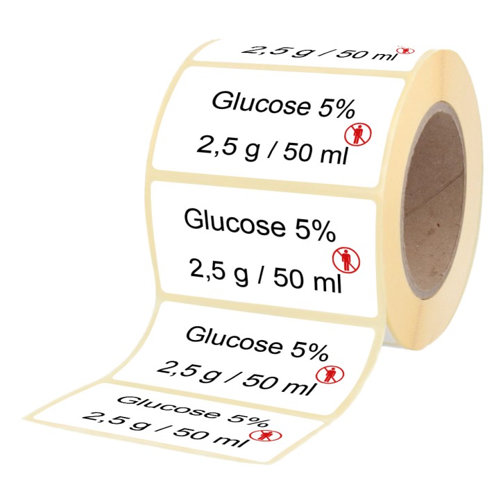 Glucose 5 % 2,5 g / 50 ml - Etiketten für Stechampullen