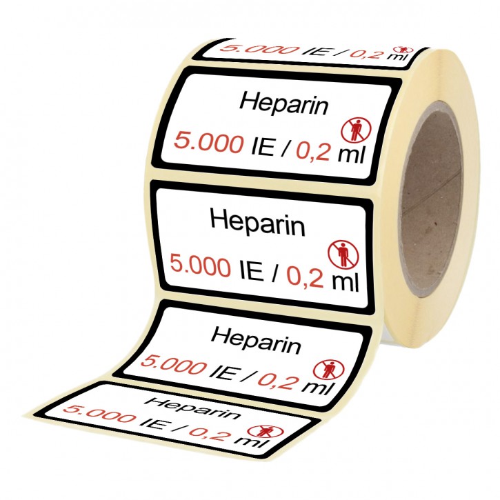 Heparin 5.000 IE / 0,2 ml - Etiketten für Brechampullen