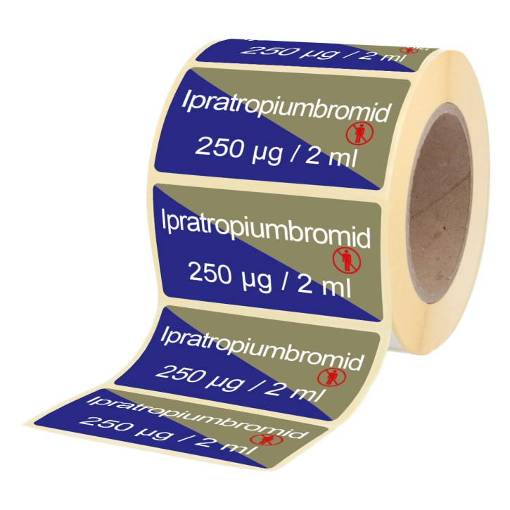 Ipratropiumbromid 250 µg / 2 ml - Etikett für Phiolen