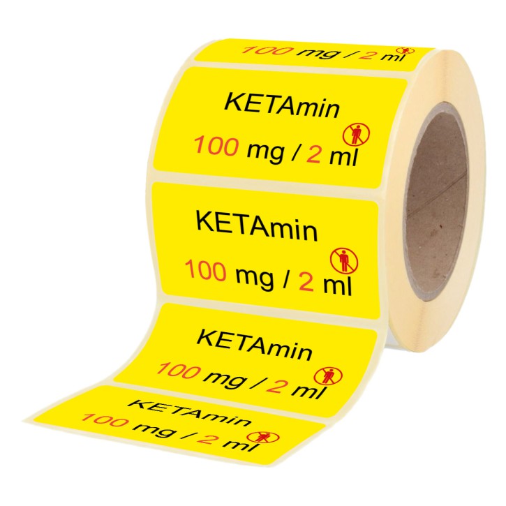 Ketamin 100 mg / 2 ml Etikett für Brechampullen