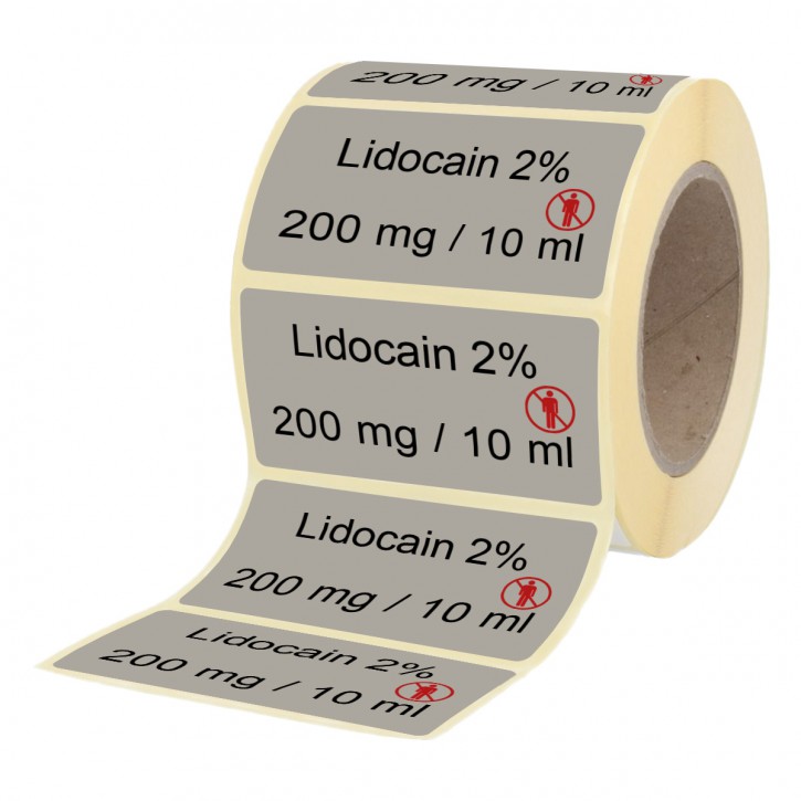 Lidocain 2% 200 mg / 10 ml - Etiketten für Brechampullen
