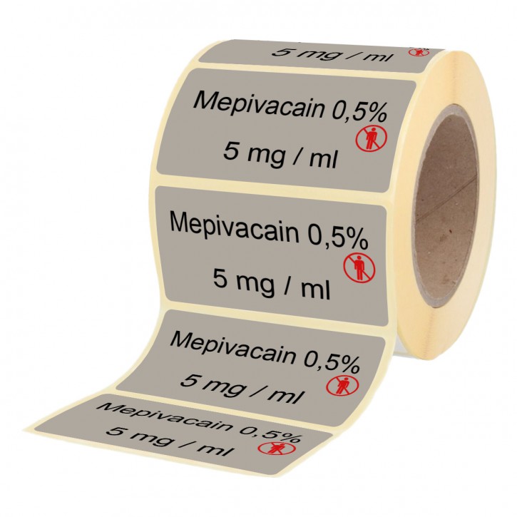 Mepivacain 0,5 % 5mg/ml - Etiketten für 5 ml Brechampullen