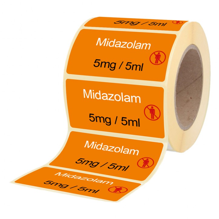 Midazolam  5 mg / 5 ml - Etiketten für Brechampullen