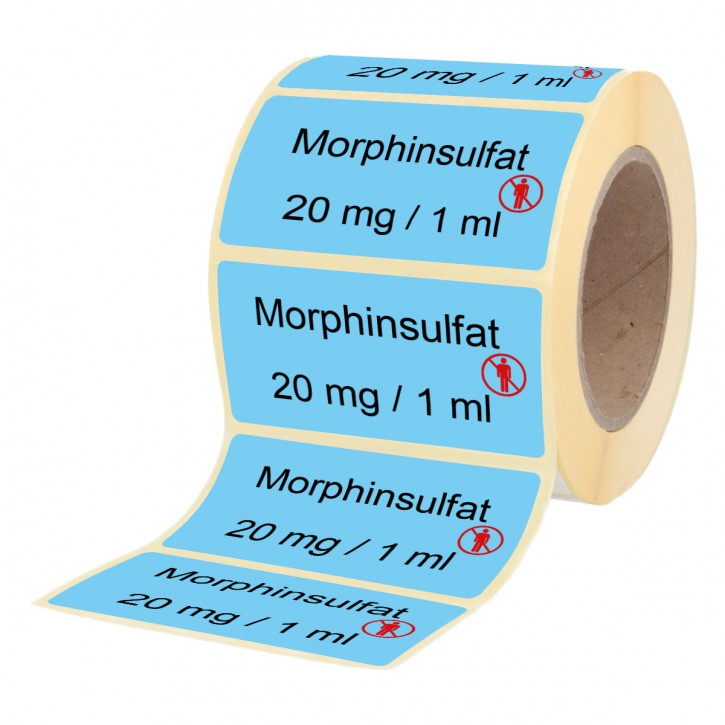Morphinsulfat 20 mg / 1 ml - Etiketten für Brechampullen