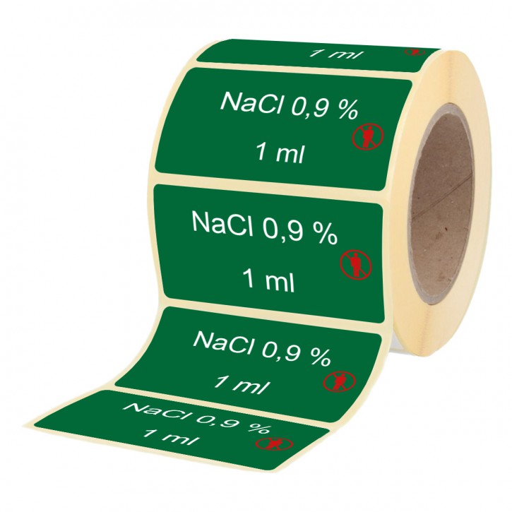 NaCl 0,9 % 1 ml - Etiketten für Brechampullen