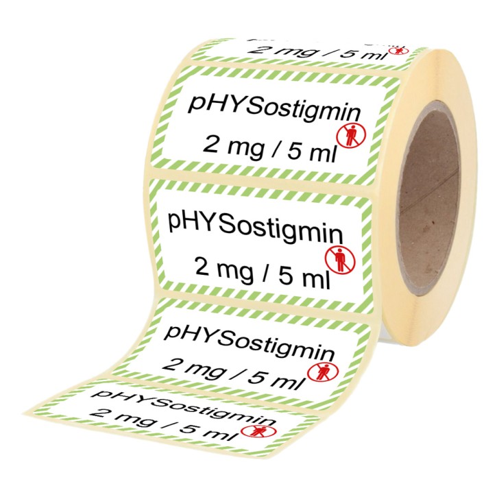 Physostigmin 2 mg / 5 ml - Etiketten für Brechampullen