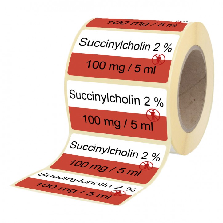 Succinylcholin 2 % 100 mg / 5 ml - Etiketten für STECHampullen