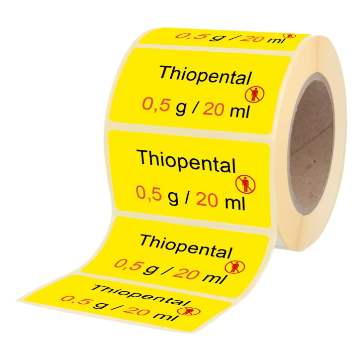 Thiopental 0,5 g / 20 ml - Etiketten für Stechampullen