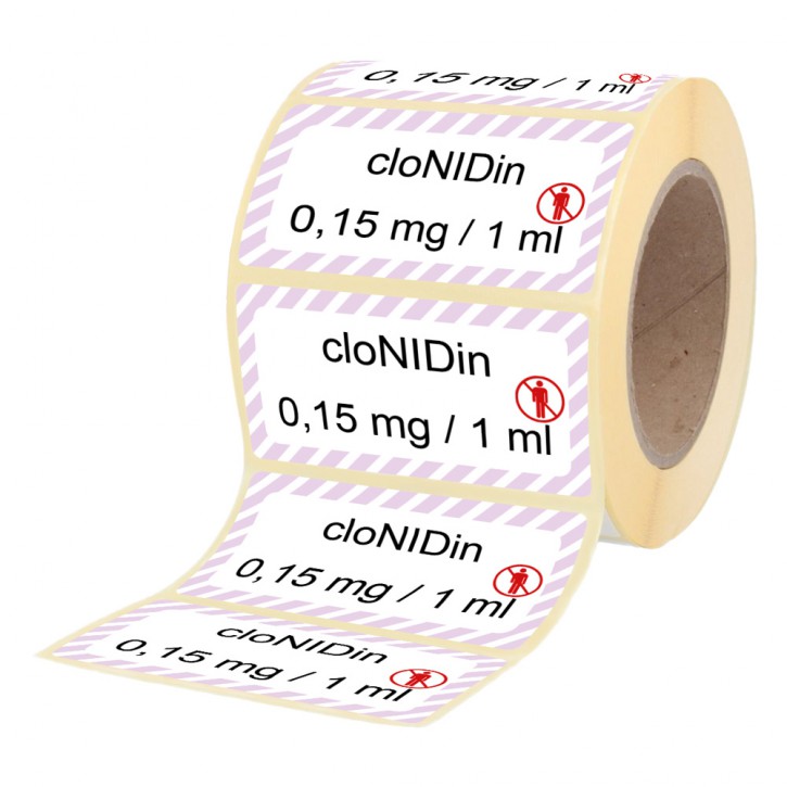 Clonidin 0,15 mg  / 1 ml - Etiketten für Brechampullen